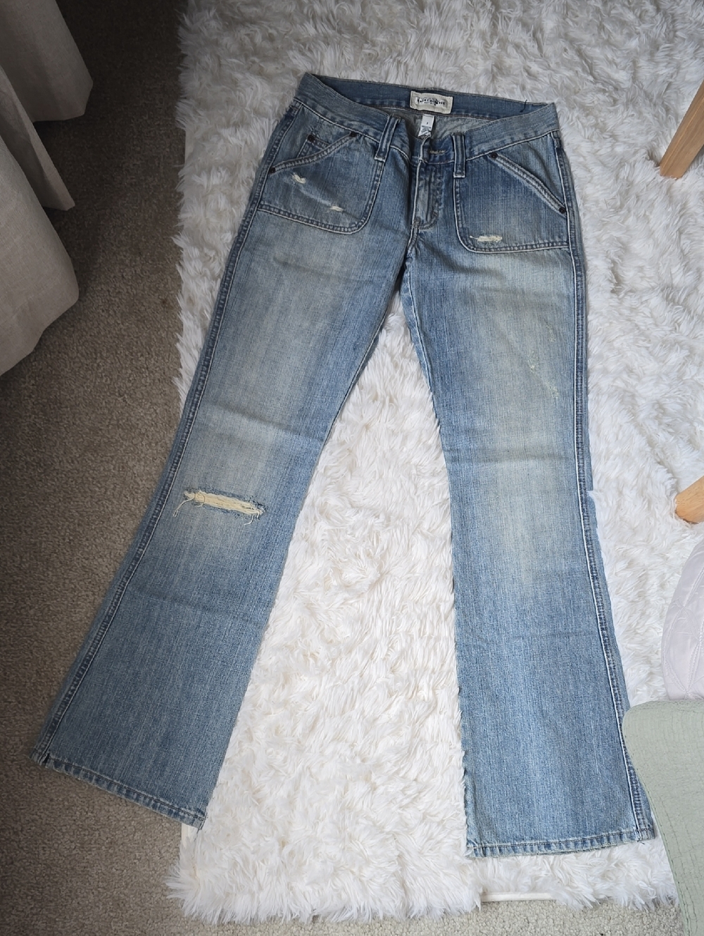 Abercrombie & Fitch Vintage Light Blue Distressed Flare Jeans